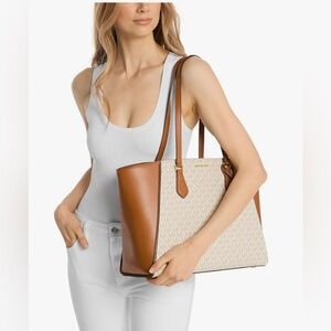 Michael Kors Tan and Cream Signature Tote